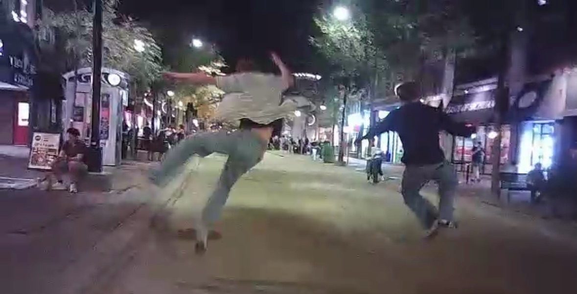 Behind the scenes of the SOBER video on State Street at night